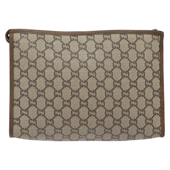 GUCCI GG Plus Supreme Clutch Bag PVC Leather Beige Auth bs25739 - Picture 2 of 16